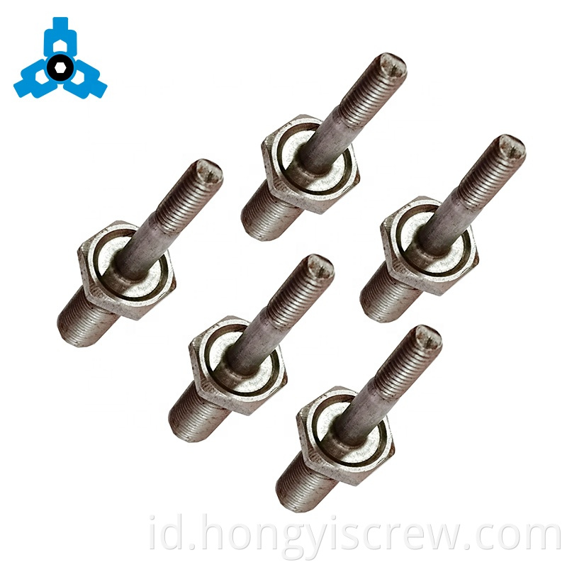 Baut berulir ganda dengan hex spacer stainless steel oem dukungan stok